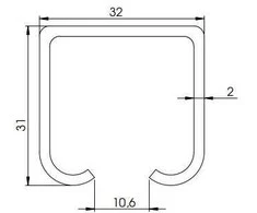 Rails Helaform. for sliding interior doors. 200cm x 3.1cm