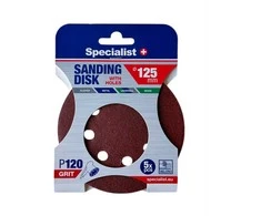 SPECIALIST+ šlifavimo popierius su skylėmis P120, 125 mm, 5 vnt.