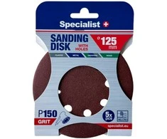 SPECIALIST+ šlifavimo popierius su skylėmis P150, 125 mm, 5 vnt.