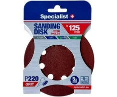 SPECIALIST+ šlifavimo popierius su skylėmis P220, 125 mm, 5 vnt.