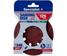 SPECIALIST+ šlifavimo popierius su skylėmis P240, 125 mm, 5 vnt.