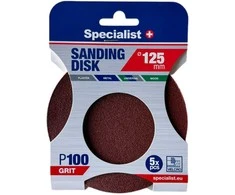 SPECIALIST+ šlifavimo popierius P100, 125 mm, 5 vnt.