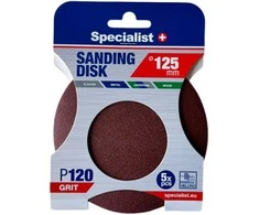SPECIALIST+ šlifavimo popierius P120, 125 mm, 5 vnt.