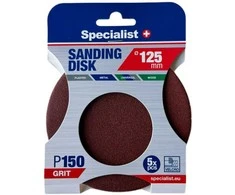 SPECIALIST+ šlifavimo popierius P150, 125 mm, 5 vnt.