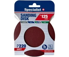 SPECIALIST+ šlifavimo popierius P220, 125 mm, 5 vnt.