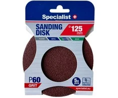 SPECIALIST+ šlifavimo popierius P60, 125 mm, 5 vnt.