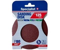 SPECIALIST+ šlifavimo popierius P80, 125 mm, 5 vnt.