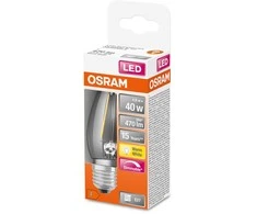 LED lemputė OSRAM Filament, E27, B40, žvakės formos, 4,8W, 2700K, 470 lm, dim, skaidri