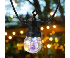 Sujungiama lauko girlianda su laikmačiu IP44 9.5m/20vnt. RGB/juodas