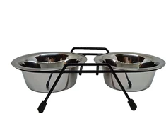 Stovas su dubenėliais šuniui Höppy MS Wire Diner Trapeze, 0.24 l, 2 vnt., sidabro sp.