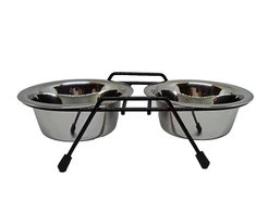 Stovas su dubenėliais šuniui Höppy MS Wire Diner Trapeze, 0.24 l, 2 vnt., sidabro sp.