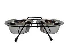 Stovas su dubenėliais šuniui Höppy MS Wire Diner Trapeze, 1.8 l, 2 vnt., sidabro sp.