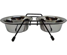 Stovas su dubenėliais šuniui Höppy MS Wire Diner Trapeze, 0.24 l, 2 vnt., sidabro sp.
