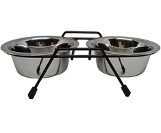 Stovas su dubenėliais šuniui Höppy MS Wire Diner Trapeze, 0.45 l, 2 vnt., sidabro sp.