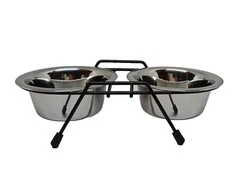 Stovas su dubenėliais šuniui Höppy MS Wire Diner Trapeze, 1.8 l, 2 vnt., sidabro sp.