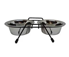 Stovas su dubenėliais šuniui Höppy MS Wire Diner Trapeze, 1.8 l, 2 vnt., sidabro sp.