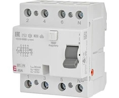 ETI Srovės nuotėkio relė EFI-P4, 40A, 10kA, 30mA AC, 3P+N