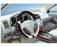 TomPar STEER WHEEL COVER HB-27519/1-5 Juodas/WHI