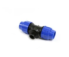 T-veida caurule Perla 0809003200DP, 1 colla – Ārējā vītne, DIA32 mm, 90 °, 16 Bar
