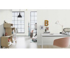 Rasch Wallpaper Vinyl 754001 Plain Baltas