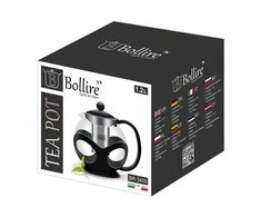 Tējkanna ar sietiņu Bollire BR3405, 1.2 l, caurspīdīga krās./melna krās.