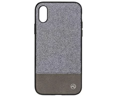 Tellur Blizgus dirbtinės odos dėklas iPhone X/XS, sidabrinis