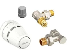 radiatoru termostatiskā vārsta komplekts, Danfoss, leņķis, DN15