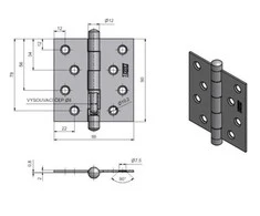 TKZ Durų vyriai A6 219 9345, 8,6 cm, sidabrinės spalvos.