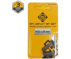 Grąžtas Forte_Tools Smūginiai atsuktuvų antgaliai Forte Tools PZ2, 25 mm, 3 vnt