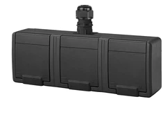 Trīskāršā kontaktligzda Elektro-Plast Aquant 5046-67, Iezemēta rozete, IP65, antracīta