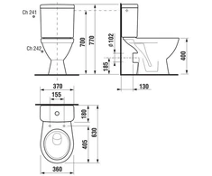 Tualete, novietojams Jika Lyra Plus, 360 mm x 630 mm