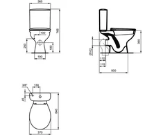 Ideal Standa Tualete. novietojams Vidima Ulysse. ar vāku. 370 mm x 640 mm