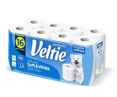 TUALETES PAPĪRS VELTIE Baltas 16RUĻĻI