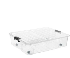 Daiktadėžė su ratukais Plast Team, 49 l, skaidri sp., 70.4 x 56 x 18.2 cm
