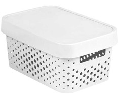 Daiktadėžė su dangčiu, daiktų saugojimo Curver Infinity Dots, 4.5 l, balta sp., 27 x 19 x 12 cm