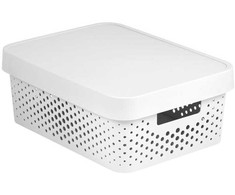Daiktadėžė su dangčiu, daiktų saugojimo Curver Infinity Dots, 11 l, balta sp., 36 x 27 x 14 cm