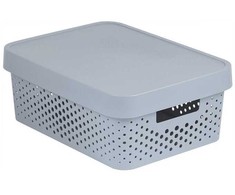 Daiktadėžė su dangčiu, daiktų saugojimo/žaislams Curver Infinity Dots, 11 l, pilka sp., 36 x 27 x 14 cm