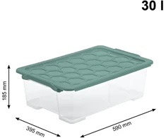 Daiktadėžė Rotho, 30 l, skaidri/žalia, 583 x 392 x 183 mm