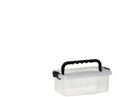 Uzglabāšanas kaste ar vāku Plast Team, 11.5 l, caurspīdīga/melna, 37.5 x 28.5 x 16.8 cm