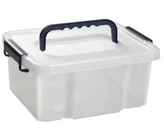 Uzglabāšanas kaste ar vāku Plast Team, 11.5 l, caurspīdīga/melna, 37.5 x 28.5 x 16.8 cm