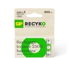 Įkraunamos baterijos GP, AAA, 650 mAh, 2 vnt.