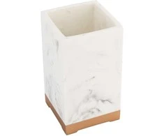 Vonios kambario stiklas Domoletti Malaga BPO-2978-1C, aukso/baltos spalvos, 6,8 cm x 11,1 cm x 6,8 cm