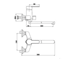 Thema Lux Dušo maišytuvas Sourcing BATH FAUCET DF11003 LONG SPOUT BRASS