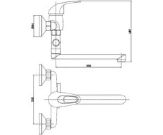 Thema Lux Dušo maišytuvas Sourcing BATH FAUCET DF3105-1 LONG SPOUT BRASS
