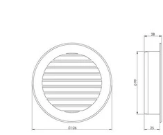 Ventiliatorius Ventiliacijos grotelės Europlast VR100P, plastikas, 100 mm