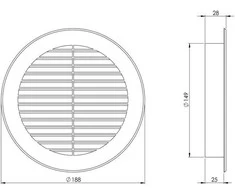 Plast. ventiliacijos grotelės EUROPLAST VR150B, D150, rudos
