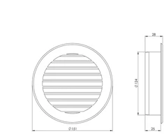 Ventiliatorius Ventilācijas reste Europlast VR125P, plastmasa, 125 mm