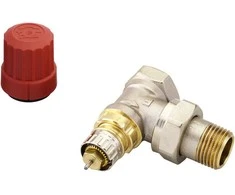 Danfoss vožtuvas, kampinis/termostatinis, šildymo sistemoms, 1/2 colio – išorinis sriegis, 1/2 colio – vidinis sriegis