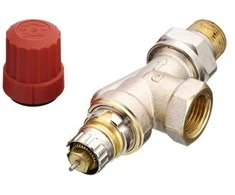 Danfoss vožtuvas, kampinis/termostatinis, šildymo sistemoms, 1/2 colio – išorinis sriegis, 1/2 colio – vidinis sriegis