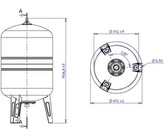 Vertikāls hidrofora rezervuārs Varem US100362CS0A2000, 100 l, 1 colla – Ārējā vītne